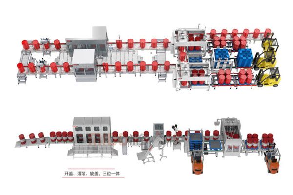 50L-1000L液態(tài)產品包裝生產線解決方案